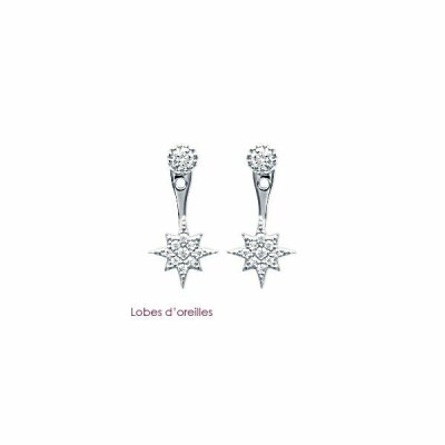 Boucles d'oreilles en argent rhodié et oxydes de zirconium