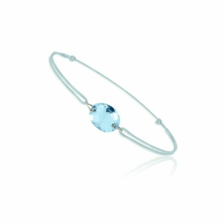 Bracelet sur cordon en or blanc et topaze sky blue