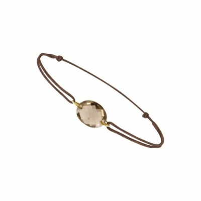 Bracelet sur cordon en or jaune et quartz fumé