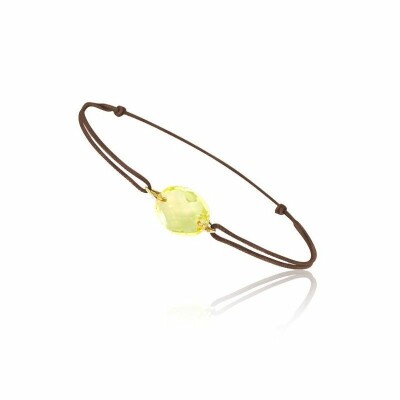 Bracelet sur cordon en or jaune et quartz jaune
