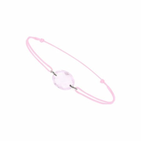 Bracelet sur cordon en or blanc et quartz rose