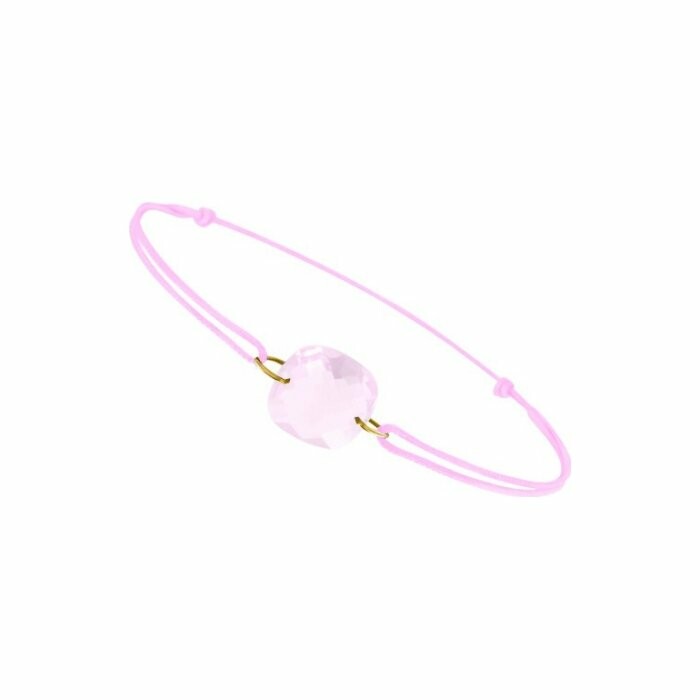 Bracelet sur cordon en or jaune et quartz rose