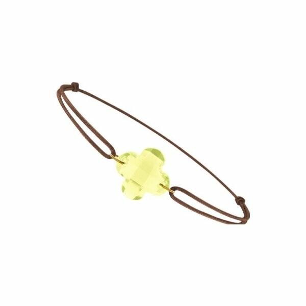 Bracelet sur cordon en or jaune et quartz jaune