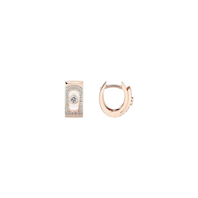 Boucles d'oreilles créoles Messika Move Noa pavées en or rose et diamant