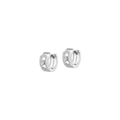 Boucles d'oreilles créoles Messika Move Noa pavées en or blanc et diamant