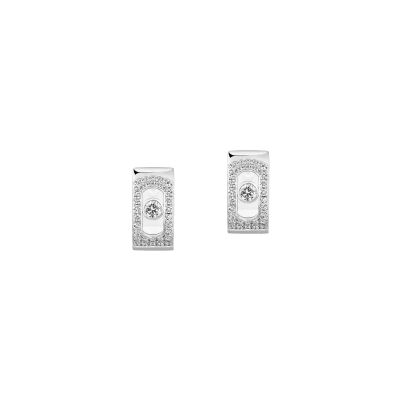 Boucles d'oreilles créoles Messika Move Noa pavées en or blanc et diamant