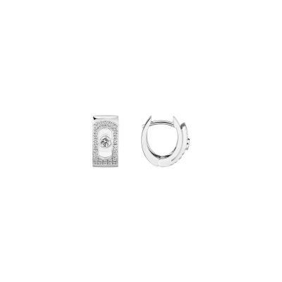 Boucles d'oreilles créoles Messika Move Noa pavées en or blanc et diamant