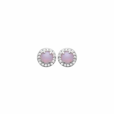 Boucles d'oreilles en argent. oxydes de zirconium et pierres
