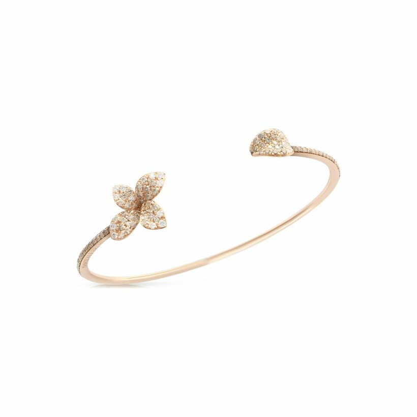 Bracelet bangle Pasquale Bruni Petit garden en or rose, diamants bruns et blancs 