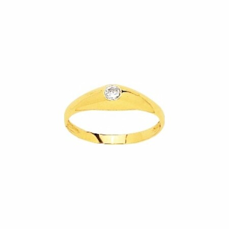 Bague jonc en or jaune et oxyde de zirconium