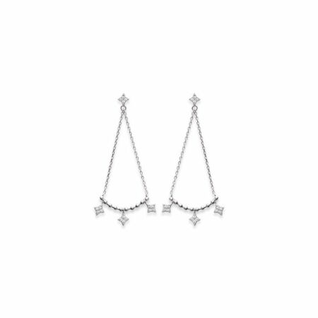 Boucles d'oreilles en argent rhodié et oxydes de zirconium