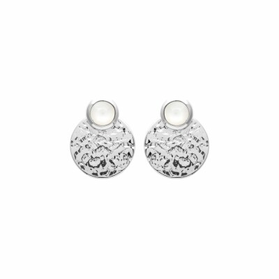 Boucles d'oreilles en argent rhodié et pierre de lune