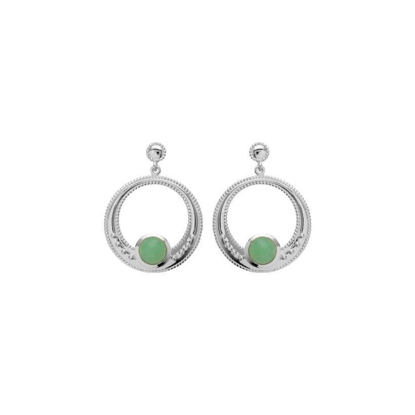 Boucles d'oreilles en argent rhodié et aventurine