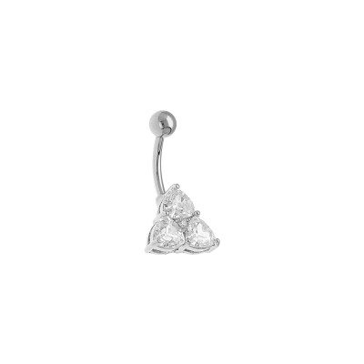 Piercing nombril en acier et oxyde de zirconium