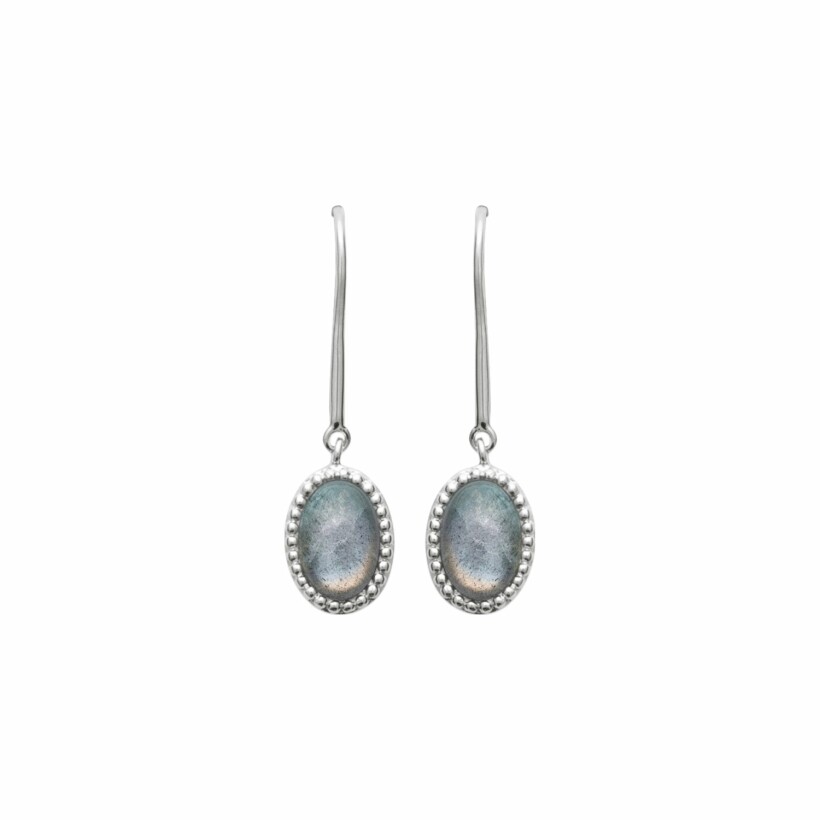 Boucles d'oreilles en argent rhodié et labradorite