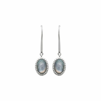 Boucles d'oreilles en argent rhodié et labradorite