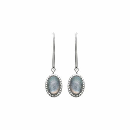 Boucles d'oreilles en argent rhodié et labradorite