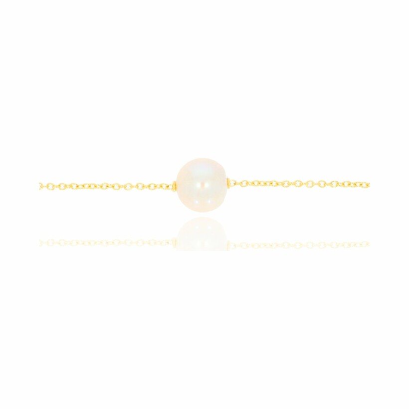 Bracelet sur chaîne en or jaune et perle de 8.5mm