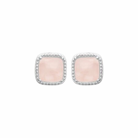 Boucles d'oreilles en argent rhodié et quartz rose