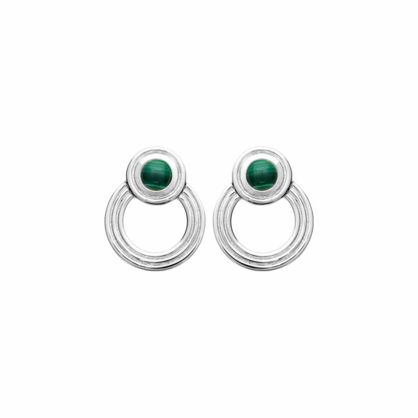 Boucles d'oreilles en argent rhodié et malachite