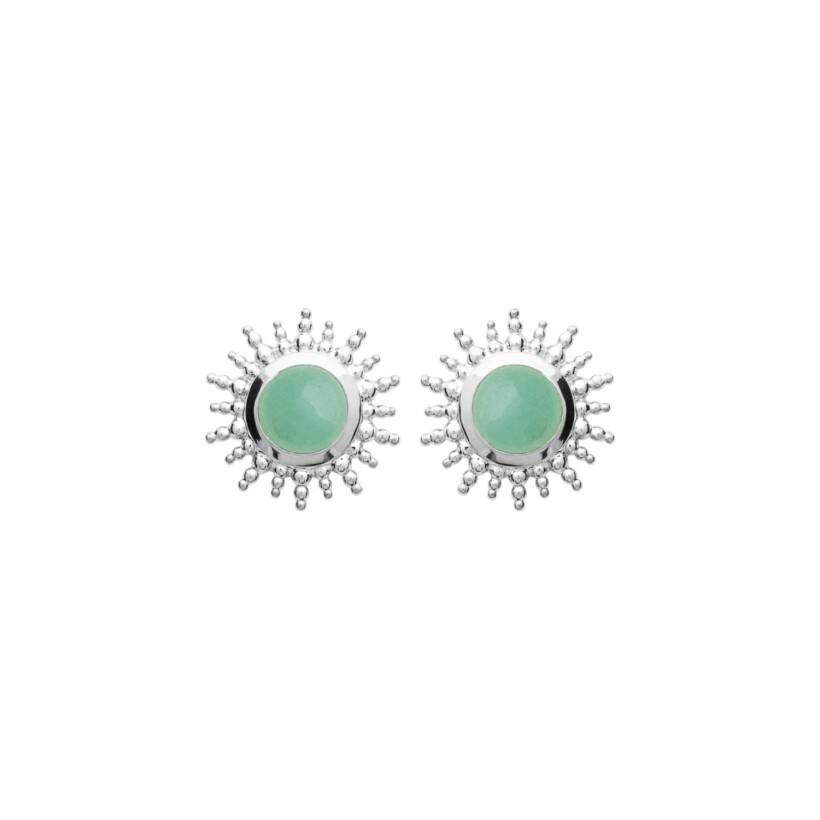 Boucles d'oreilles en argent rhodié et aventurine