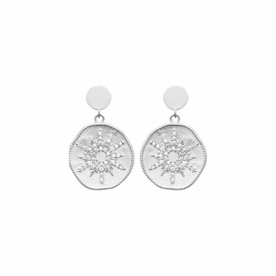 Boucles d'oreilles en argent rhodié et oxydes de zirconium