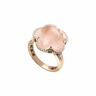 Bague Pasquale Bruni Bon Ton en or rose, quartz rose et diamants