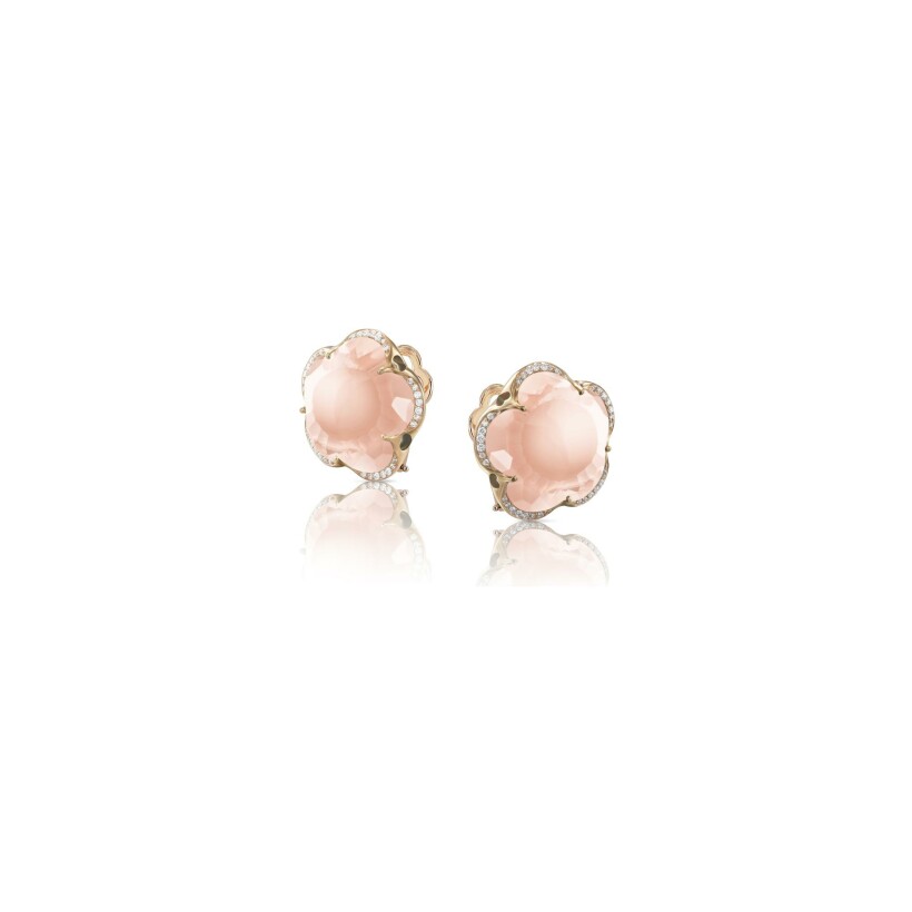 Boucles d'oreilles Pasquale Bruni Bon Ton en or rose, quartz rose et diamants