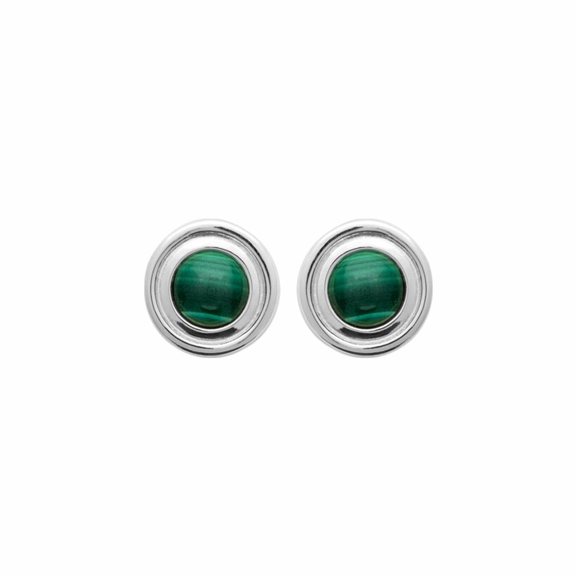 Boucles d'oreilles en argent rhodié et malachite