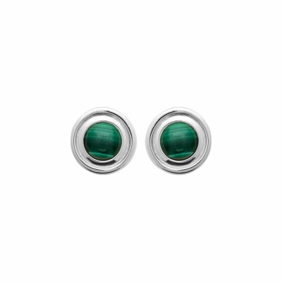 Boucles d'oreilles en argent rhodié et malachite