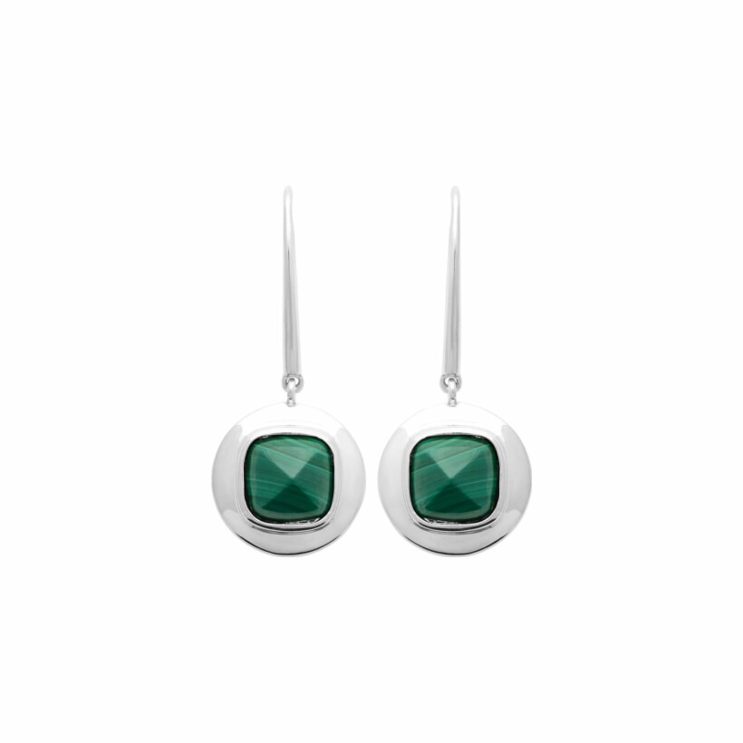 Boucles d'oreilles en argent rhodié et malachite