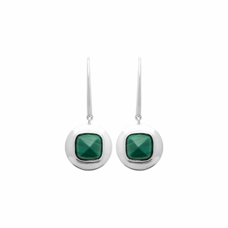 Boucles d'oreilles en argent rhodié et malachite