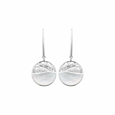 Boucles d'oreilles en argent rhodié et nacre