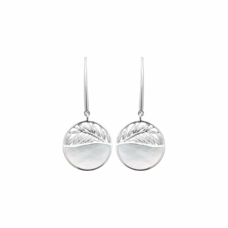 Boucles d'oreilles en argent rhodié et nacre