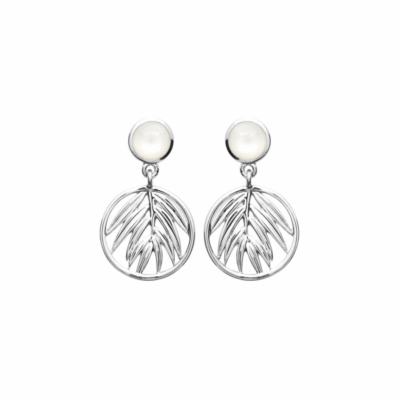 Boucles d'oreilles en argent rhodié et nacre