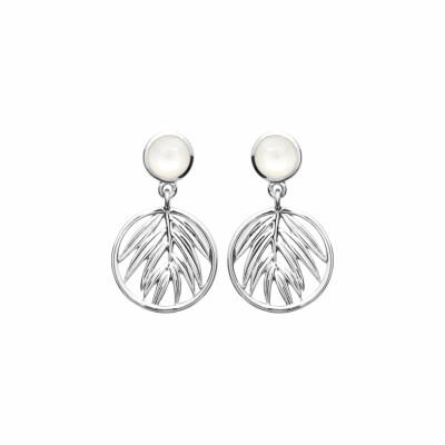 Boucles d'oreilles en argent rhodié et nacre