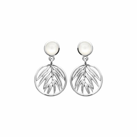 Boucles d'oreilles en argent rhodié et nacre