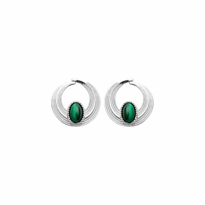 Boucles d'oreilles en argent rhodié et malachite