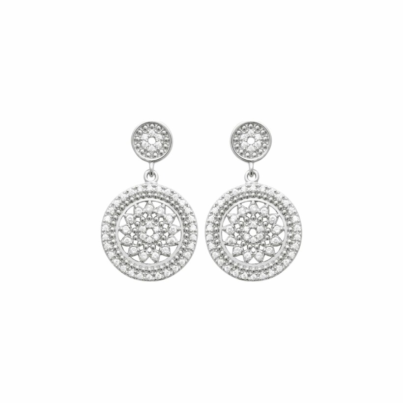 Boucles d'oreilles en argent rhodié et oxydes de zirconium