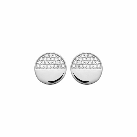 Boucles d'oreilles en argent rhodié et oxydes de zirconium