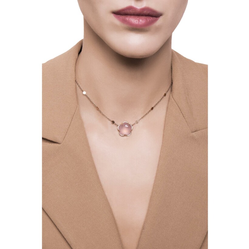 Pasquale Bruni Bon Ton necklace in rose gold, rose quartz and diamonds