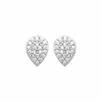 Boucles d'oreilles en argent rhodié et oxydes de zirconium