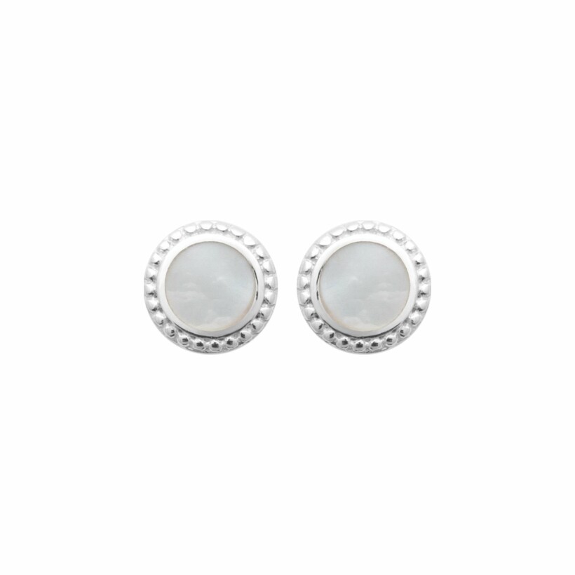 Boucles d'oreilles en argent rhodié et nacre