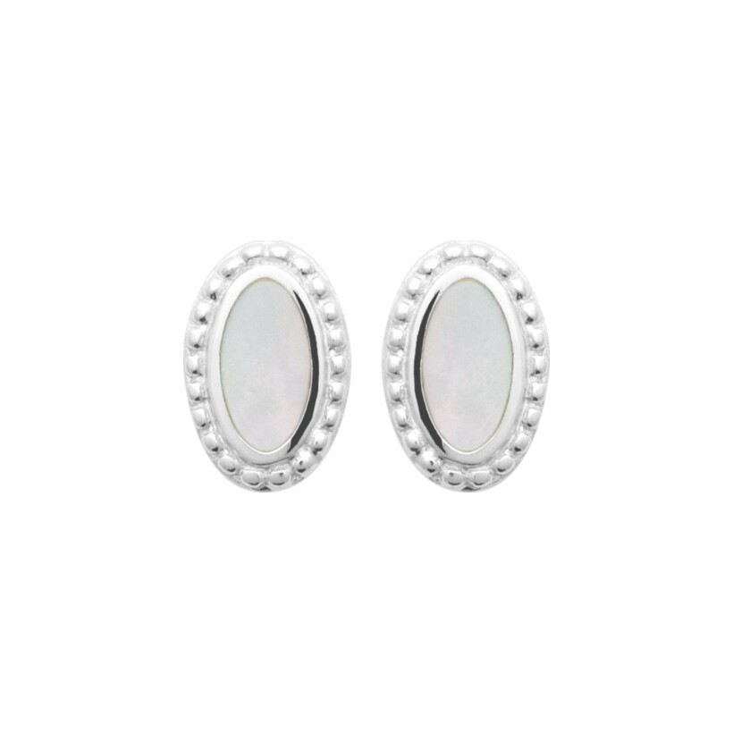 Boucles d'oreilles en argent rhodié et nacre