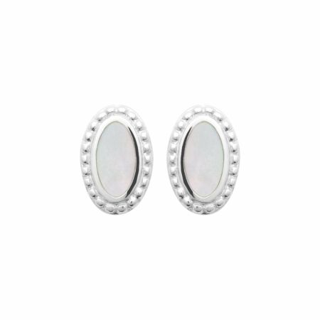 Boucles d'oreilles en argent rhodié et nacre