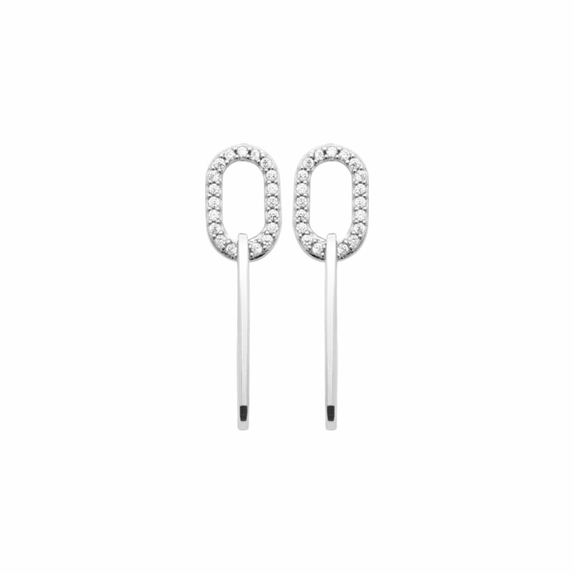 Boucles d'oreilles en argent rhodié et oxydes de zirconium