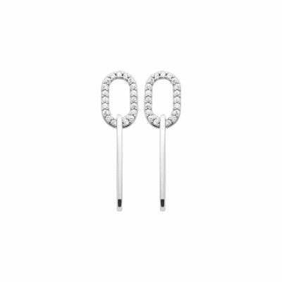 Boucles d'oreilles en argent rhodié et oxydes de zirconium