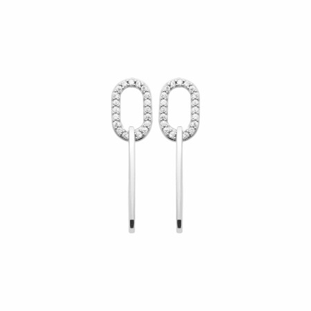 Boucles d'oreilles en argent rhodié et oxydes de zirconium