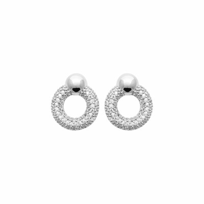 Boucles d'oreilles en argent rhodié et oxydes de zirconium