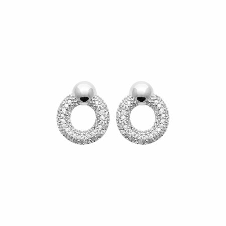 Boucles d'oreilles en argent rhodié et oxydes de zirconium